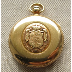 Карманные часы, репетир четвертной, PATEK PHILIPPE, 1862г., золото 750 проба, 106.6грамма, 49мм. Швейцария, Женева. Герб князей Урусовых.